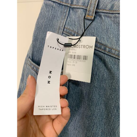Topshop Yoke Bleach Mom Jeans high waisted tapered‎ leg size 25 NWT - Picture 4 of 7